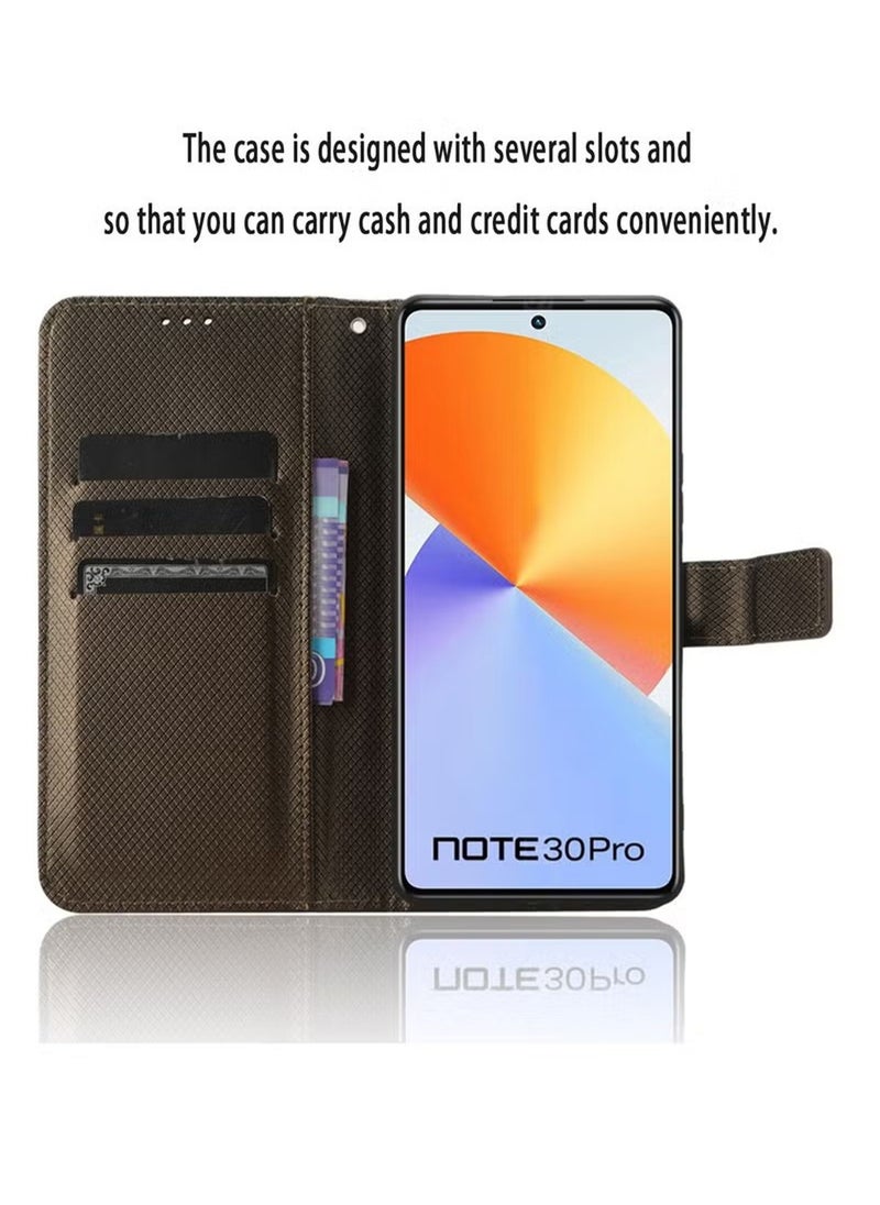 X-level Infinix Note 30 Pro 4G/X678B Phone Case Cover With Full Body Camera Len Protector PU Leather Wallet Card Holder Shockproof Protective Back Cover With Release Hand Phone Holder Daily Video Kickstand  - Image 4