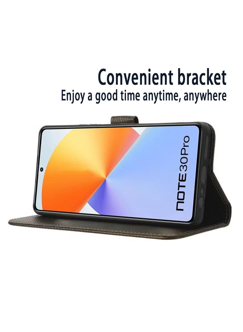 X-level Infinix Note 30 Pro 4G/X678B Phone Case Cover With Full Body Camera Len Protector PU Leather Wallet Card Holder Shockproof Protective Back Cover With Release Hand Phone Holder Daily Video Kickstand  - Image 2