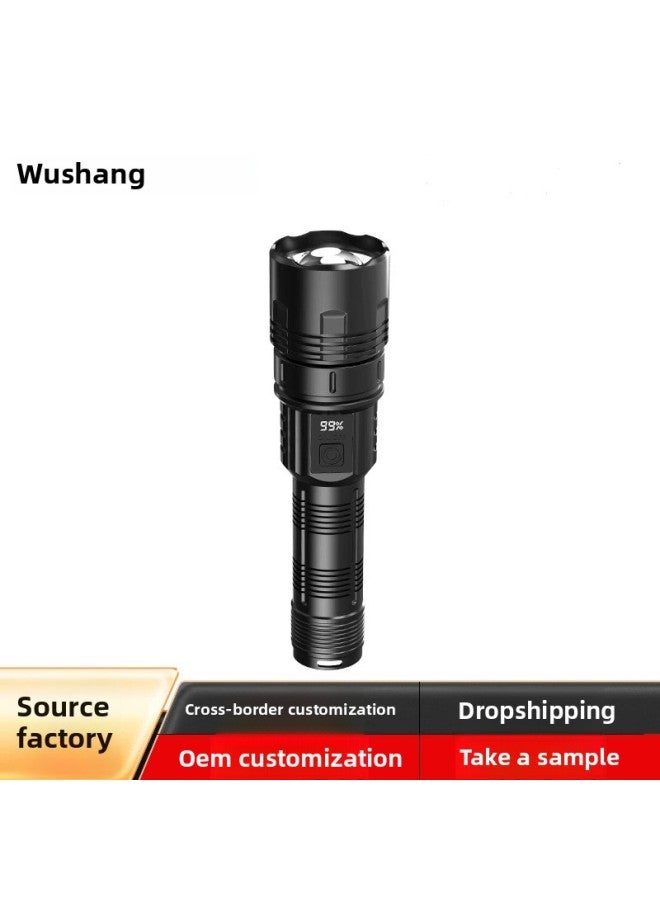 Dedicated Flashlight Outdoor Strong Light Searchlight Digital Display Power Display Waterproof Retractable Focusing 90 Flashlight 50-Product Specifications:Digital Display White Laser Wick (color Box)  - Image 2