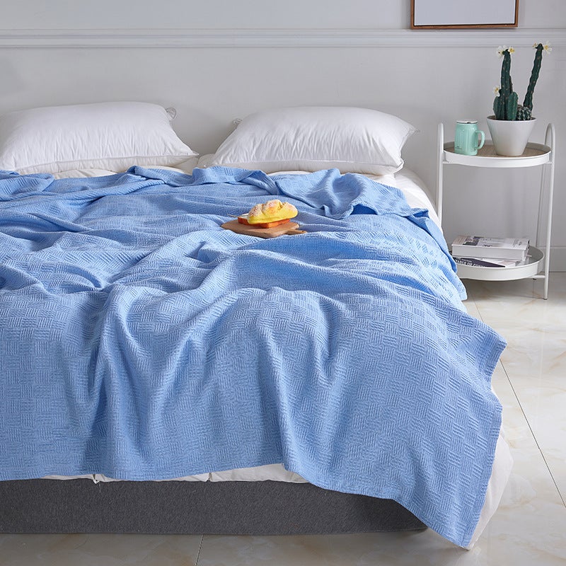 Cotton Gauze Knitted Blanket Towel Quilt Houndstooth Double-Layer Towel Quilt Nap Double Sofa Air-Conditioning Blanket Pure Cotton - Image 1