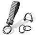 Turcee Carbon Fiber Car KeychainAutomotive Interior Accessories Keychains Leather Car Key FobCar Accessories Key RingAntiLost DRingPremium Grey - Image 2