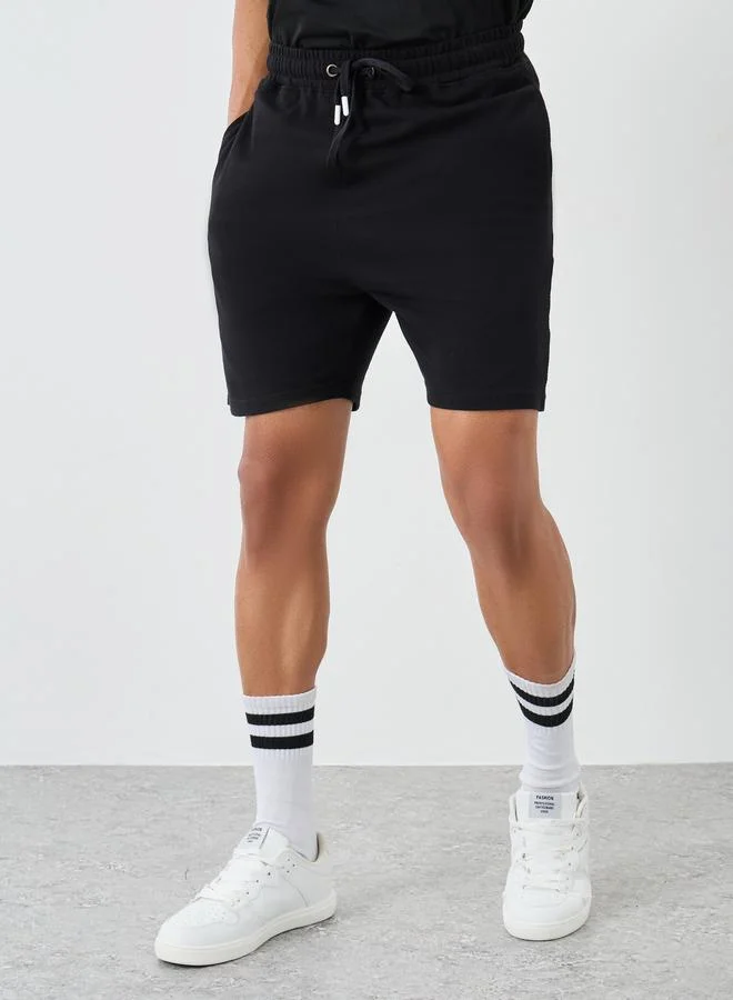 ستايلي Styli Men Black Regular Fit Waffle Knit Shorts