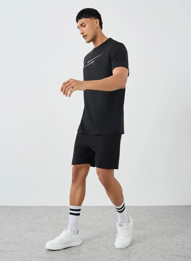 ستايلي Styli Men Black Regular Fit Waffle Knit Shorts