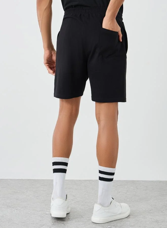 Styli Styli Men Black Regular Fit Waffle Knit Shorts