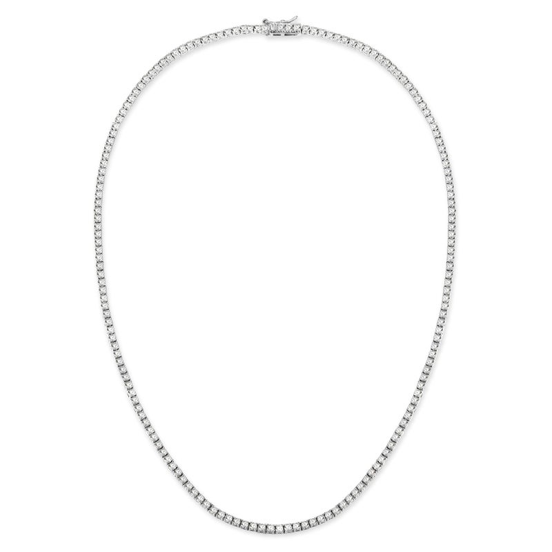 Gemsme 18K White Gold Plated 3.0mm Round Cubic Zirconia Classic Tennis Necklace For Women (16 inch) - Image 1