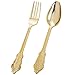 BUCLA 200 Piece Gold Plastic Silverware Baroque Style Gold Plastic Forks and Spoons 100 Forks and 100 Spoons for Weddings Parties Thanksgiving - Image 1