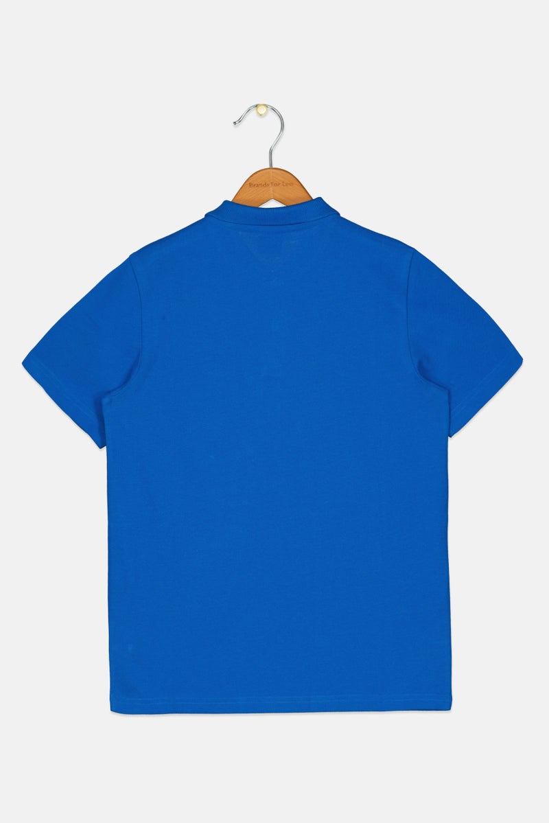 PUMA Kids Boy Graphic Print Short Sleeve Polo Shirt, Royal Blue - Image 3