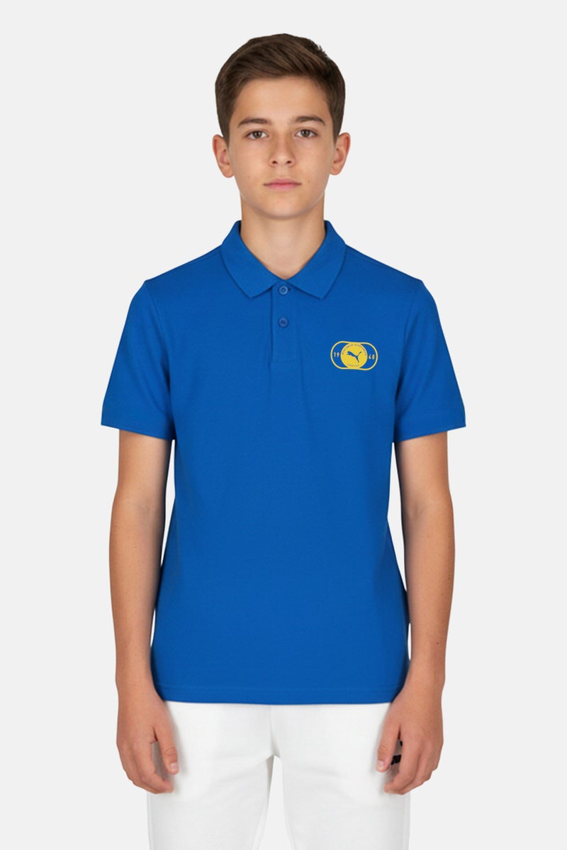 PUMA Kids Boy Graphic Print Short Sleeve Polo Shirt, Royal Blue - Image 1
