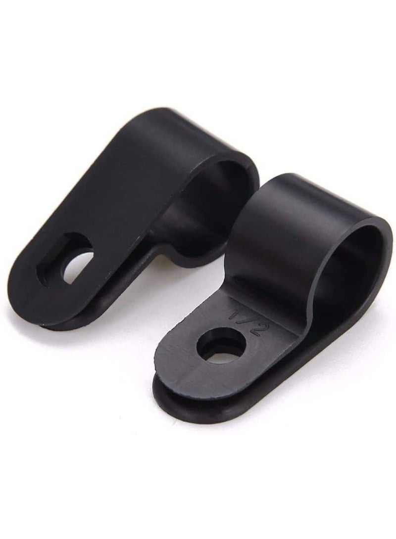 JCD Nylon R-Type Cable Clamps Assortment, 6 Sizes (3/16" to 1") 200 Pcs, Black - Image 2