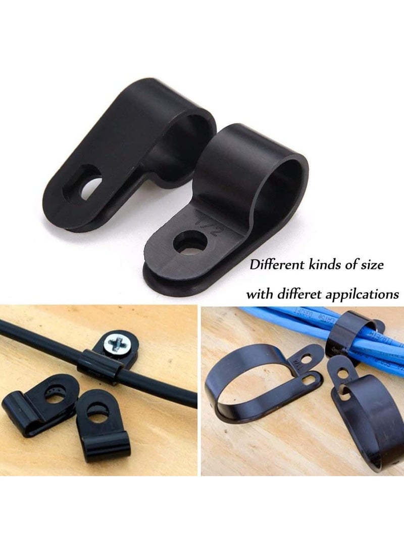 JCD Nylon R-Type Cable Clamps Assortment, 6 Sizes (3/16" to 1") 200 Pcs, Black - Image 5