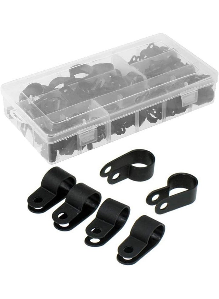 JCD Nylon R-Type Cable Clamps Assortment, 6 Sizes (3/16" to 1") 200 Pcs, Black - Image 4