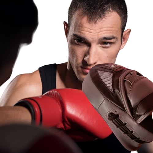 LEW Boxing Focus Pads – Curved Maya Hide Leather Hook & Jab Target Mitts for MMA, Muay Thai, Kickboxing – Hand Pads for Sparring & Punch Training (Black & Grey) - Image 4