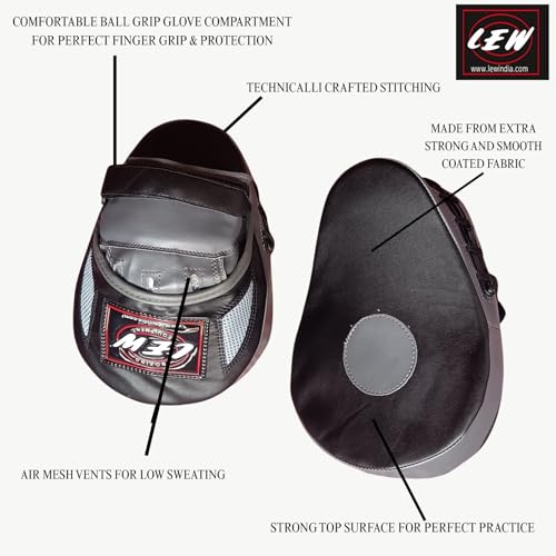 LEW Boxing Focus Pads – Curved Maya Hide Leather Hook & Jab Target Mitts for MMA, Muay Thai, Kickboxing – Hand Pads for Sparring & Punch Training (Black & Grey) - Image 5
