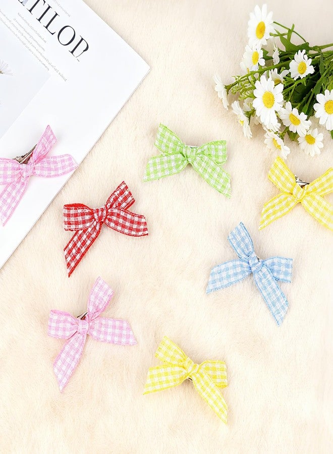 Fengek 30 Pcs Plaid Mini Bows for Hair, Cute Small Hair Bow Clips for Girls & Women, Non-Slip Mini Hair Bows for Daily Accessories - Image 4