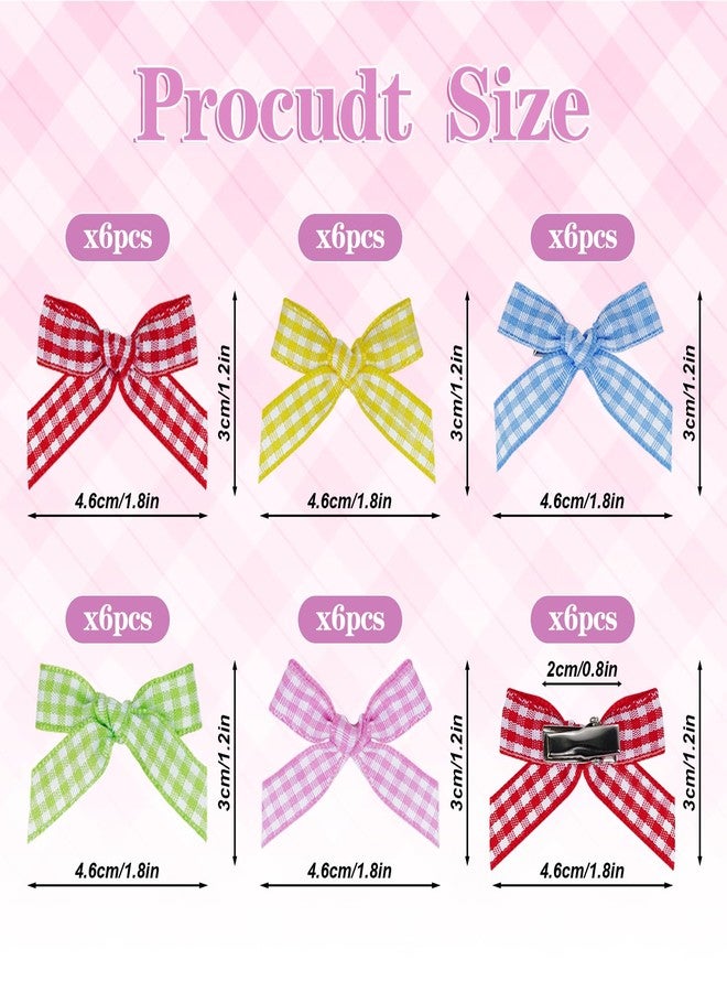 Fengek 30 Pcs Plaid Mini Bows for Hair, Cute Small Hair Bow Clips for Girls & Women, Non-Slip Mini Hair Bows for Daily Accessories - Image 2