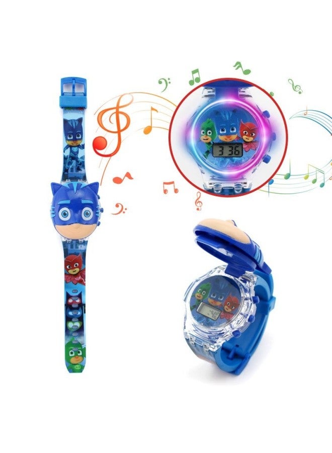 Same Day Delivery Children's Day Gift Cartoon 24 Projection Flip Watch Stereo Doll Electronic Watch Wholesale-Color: Masked X - Image 1