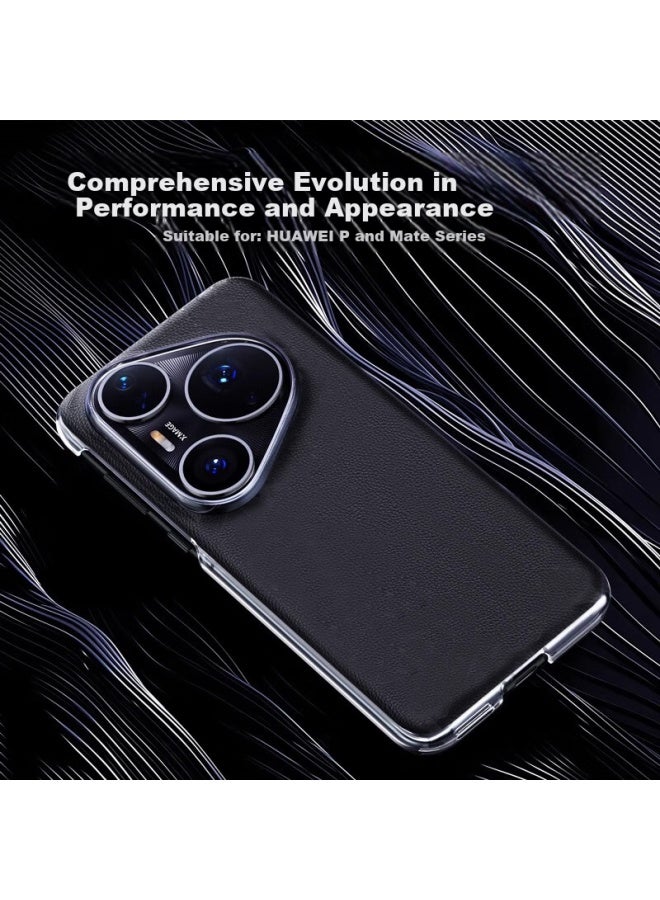 Smorss Phone Case For Huawei Pura80pro, Huawei Pura80pro+ Plain Leather Protective Cover, High-end Ultra-thin Full Protection Anti-drop Anti-fingerprint Business Case For Men And Women, Black - Image 2