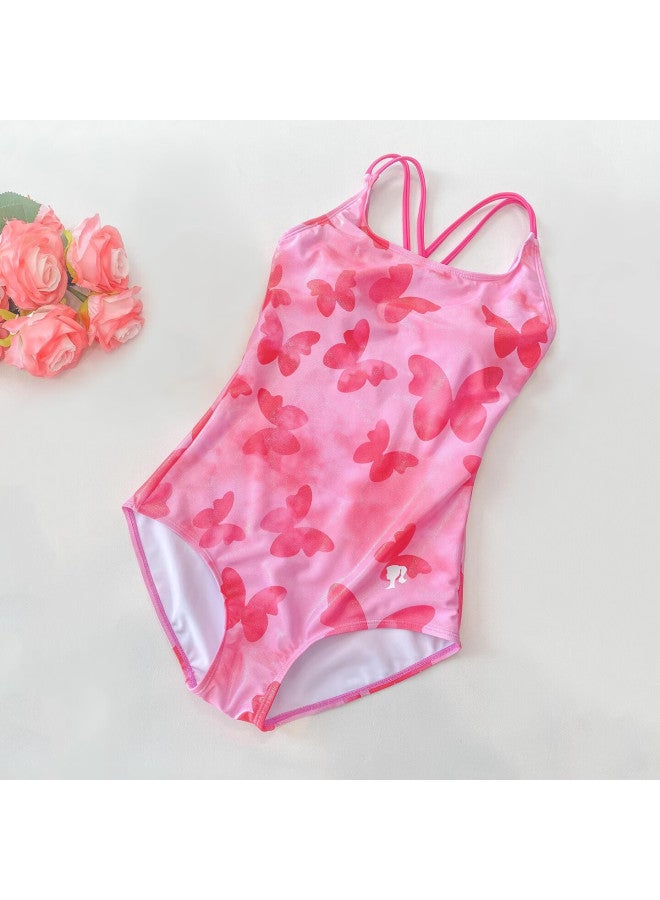 Barbie Women's Racing Swimsuit Women's One-piece Triangle Printed Open Back Swimming Pool Special Professional Training Swimwear - Image 3