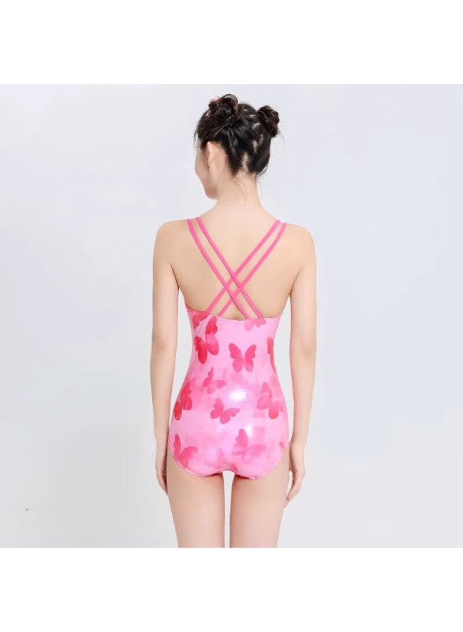 Barbie Women's Racing Swimsuit Women's One-piece Triangle Printed Open Back Swimming Pool Special Professional Training Swimwear - Image 2