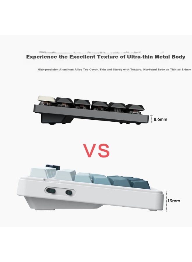 JD.com Jd Jingzao N990pro Three-mode Low-profile Mechanical Keyboard Wireless Bluetooth 101 Keys Kailh Low Tea Axis Aluminum Body Large UKey Office Galaxy Grey - Image 1