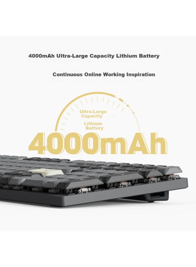 JD.com Jd Jingzao N990pro Three-mode Low-profile Mechanical Keyboard Wireless Bluetooth 101 Keys Kailh Low Tea Axis Aluminum Body Large UKey Office Galaxy Grey - Image 4