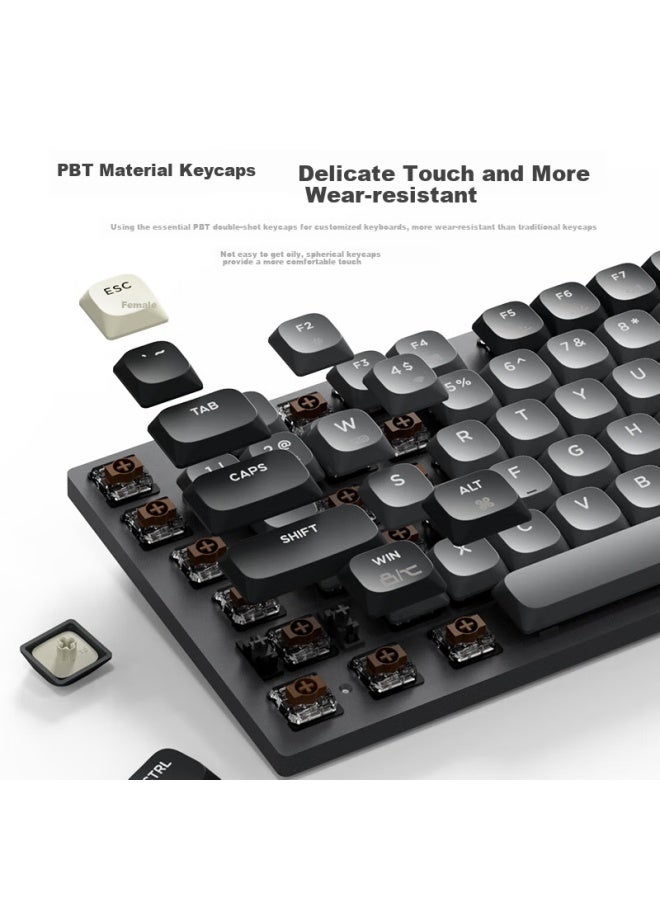 JD.com Jd Jingzao N990pro Three-mode Low-profile Mechanical Keyboard Wireless Bluetooth 101 Keys Kailh Low Tea Axis Aluminum Body Large UKey Office Galaxy Grey - Image 2