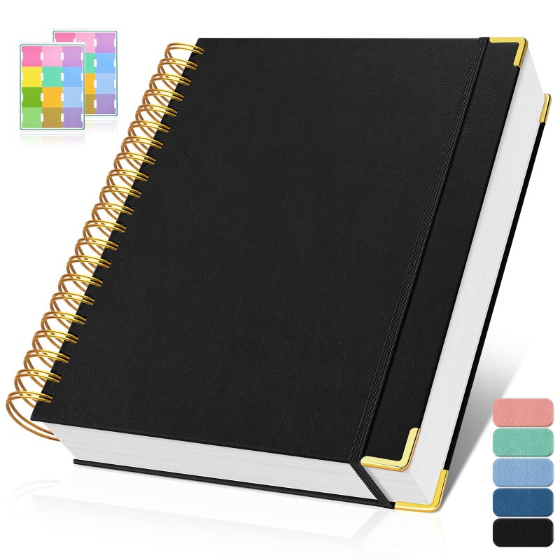 OMEYA Spiral Notebook, 300 Numbered Pages Notebooks College Ruled with Contens, 100GSM Thick Journal for Women Men, Hardcover Leather Lined Journal for Writing, Large A5 Notebooks for Work School, 6" x 8" - Image 1