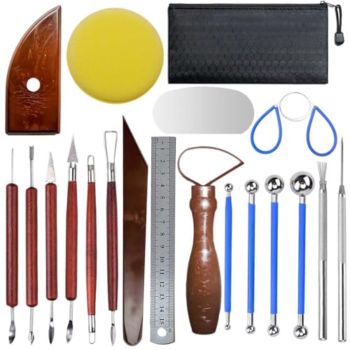 Langqun Clay Sculpting Tools,20Pcs Pottery Tools Kit, Polymer Clay Tools,Pottery Ribs, Air Dry Clay Tools for Sculpting, Modeling, Carving, Modeling - Image 1