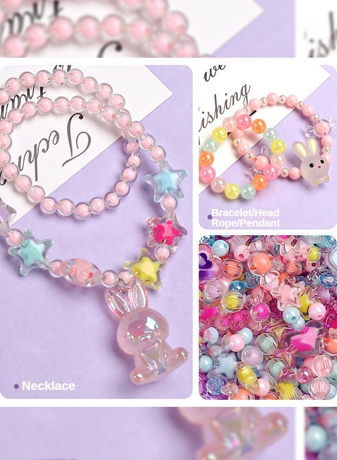 هايدو حوالي 500 قطعة من المواد الملونة نمط متعددة الخرز الاكريليك ، جميلة متنوعة من الخرز ، ديي سلاسل اليد ، والقلائد ، وحبال الشعر ، وتأتي مع لفة من حبل مطاطي و 10 قلادة كبيرة ( ألوان عشوائية ، وأنماط عشوائية ) - Image 3