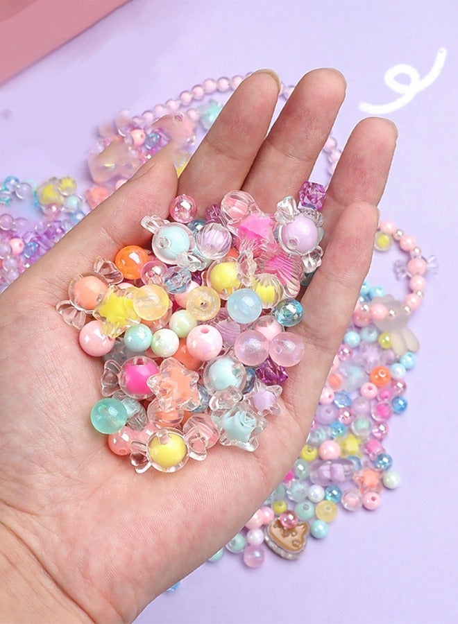 هايدو حوالي 500 قطعة من المواد الملونة نمط متعددة الخرز الاكريليك ، جميلة متنوعة من الخرز ، ديي سلاسل اليد ، والقلائد ، وحبال الشعر ، وتأتي مع لفة من حبل مطاطي و 10 قلادة كبيرة ( ألوان عشوائية ، وأنماط عشوائية ) - Image 2