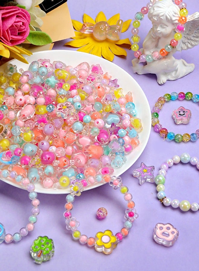 هايدو حوالي 500 قطعة من المواد الملونة نمط متعددة الخرز الاكريليك ، جميلة متنوعة من الخرز ، ديي سلاسل اليد ، والقلائد ، وحبال الشعر ، وتأتي مع لفة من حبل مطاطي و 10 قلادة كبيرة ( ألوان عشوائية ، وأنماط عشوائية ) - Image 1