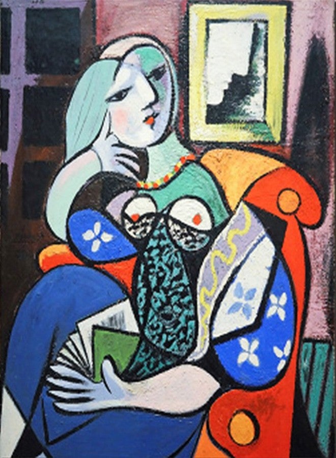 Wowdecor Paint by Numbers Kits for Adults Kids, DIY Number Painting - Woman with Book, 1932 Pablo Picasso 40x50 cm - New Stamped Canvas (No Frame) - Image 1