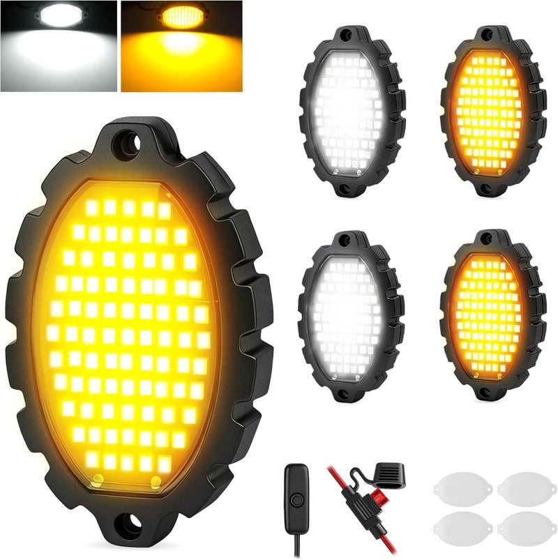 أضواء من نوع “Pods Metal” مكونة من 332 مصباح LED بألوان بيضاء وبرتقالية، مقاومة للماء، مصنوعة من الألمنيوم، مناسبة للشاحنات والمركبات الرياضية والدراجات النارية وسيارات الدفع الرباعي (SUV)، سهلة التركيب والاستخدام. - Image 1