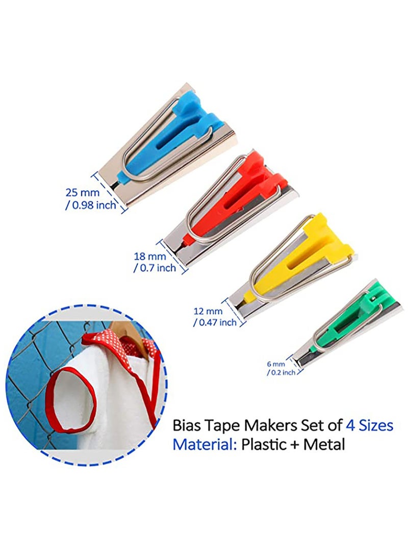 KASTWAVE Bias Tape Maker, Bias Binding Maker Set with 4 Sizes (6mm/12mm/18mm/25mm) for Sewing and Quilting Bias Tape, Fabric Bias Tape Maker Tool Sewing Machine Accessories - Image 2