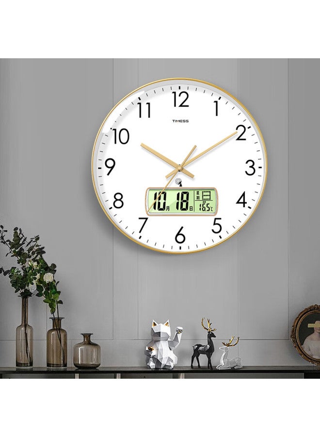 TIMESS Wall Clock Living Room Clock Simple Household Temperature Perpetual Calendar Radio-Controlled Clock Hanging Wall Clock 36Cm - Image 2