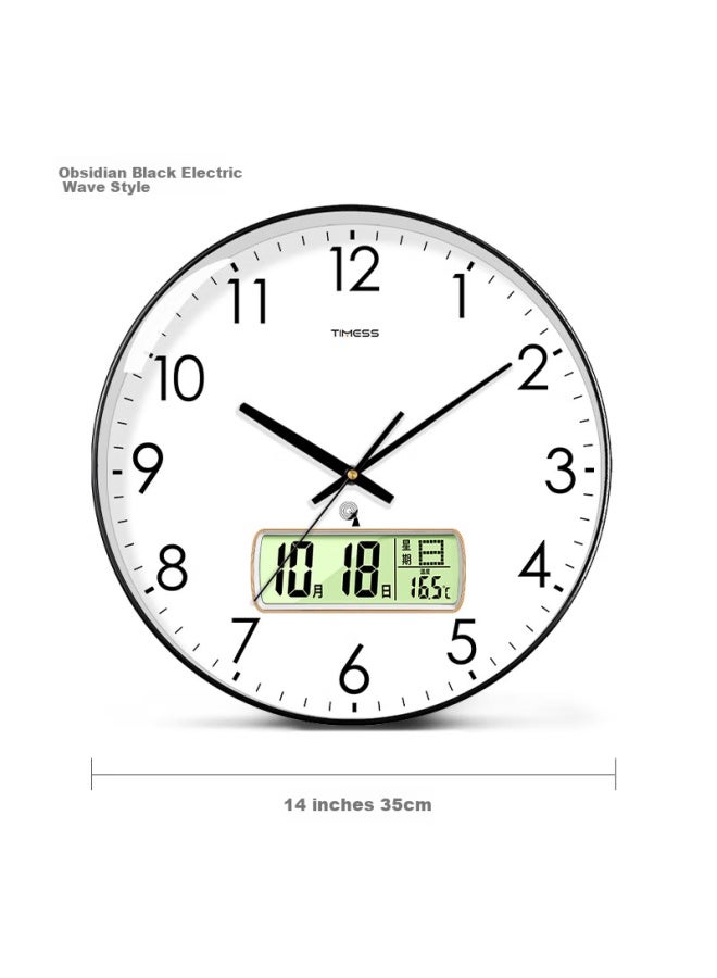 TIMESS Wall Clock Living Room Clock Simple Household Temperature Perpetual Calendar Radio-Controlled Clock Hanging Wall Clock 36Cm - Image 3