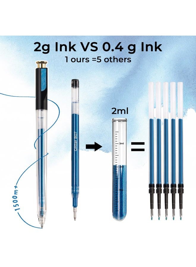 ZSCM Retractable Glitter Gel Pens, 12 Colors Large Capacity Blue Glitter Metallic Gel Ink Pen, 1 mm Fine Point Smooth Writing Color Pens for Adult Coloring Book Note Taking Aesthetic Art Supplies - Image 3