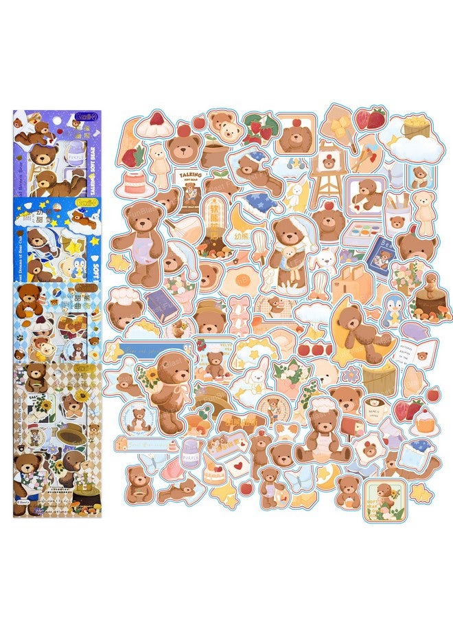 فنبلاست مجموعة ملصقات FunBlast PVC Kawaii من 16 ورقة (100 قطعة) DIY ثلاثية الأبعاد للفتيات، ملصقات جمالية، تدوين اليوميات، سجل القصاصات، لطيفة (Softbear-4 × 4 = 16 ورقة ذاتية اللصق، جدار، 10 سم، 19 سم) - Image 1