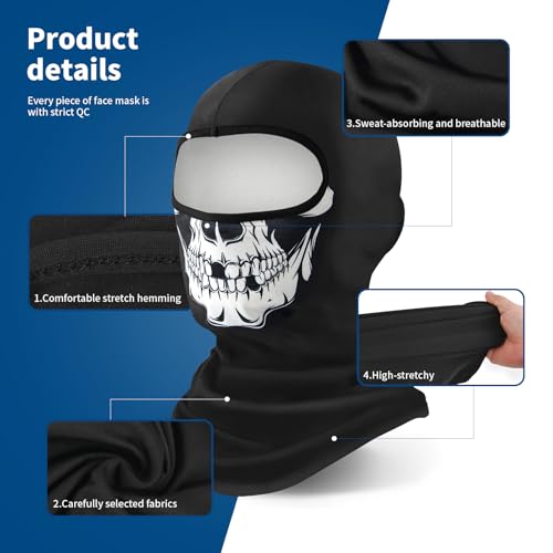 YESLIFE Skull Balaclava Ski Mask for Men and Women, Summer Face Mask for Motorcycle Helmets, Dirt Bike Accessories Neck Gaiter, Bandanas - Image 3