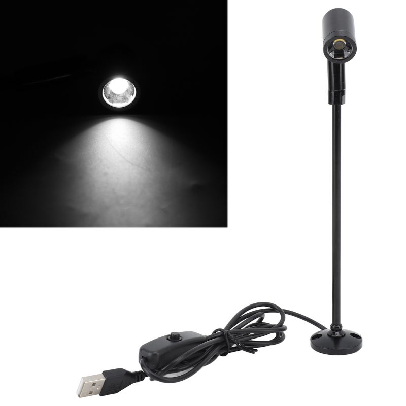 Standing Cabinet Spotlight LED Jewelry Display Spotlight Standing USB Powered Aluminium Mini Spotlight Lamp for Arts Painting Black Warm Light - Image 2