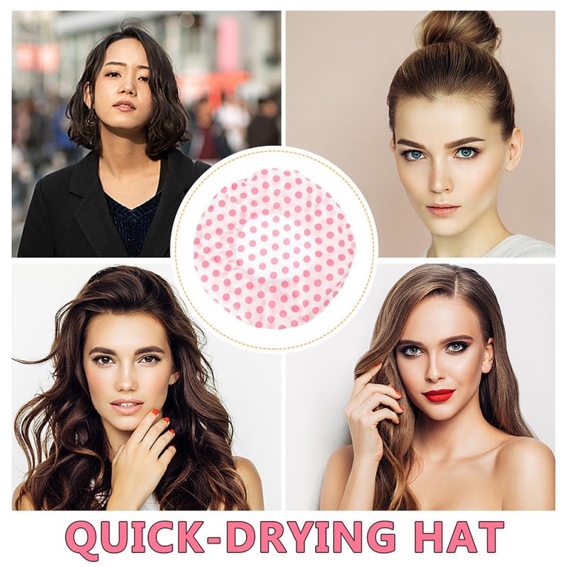 Large Peva Dot Print Reusable Waterproof Shower Caps 6pcs For Women With Long Hair - Image 4