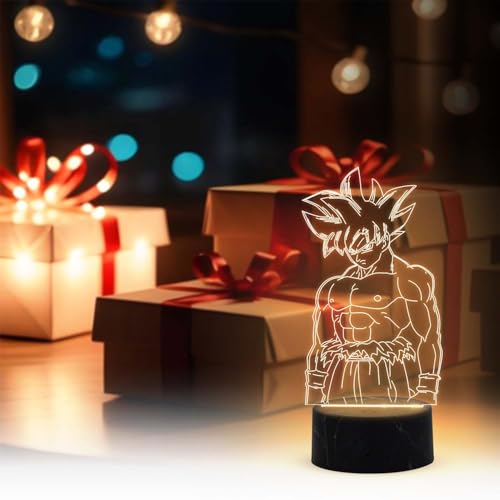 GIFTMEBAZAR 3D Illusion Anime LED Desk Table Lamp with Warm White Light & USB Powered | Anime Lover Gift | Birthday Gift for Anime Fans | Anime Home Decor Light (DragonBallZ369 (Goku)) - Image 3