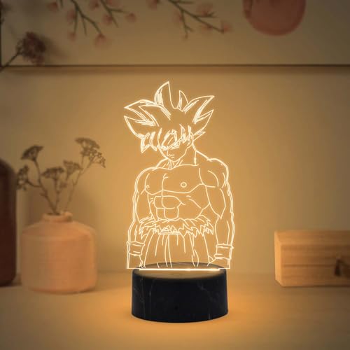 GIFTMEBAZAR 3D Illusion Anime LED Desk Table Lamp with Warm White Light & USB Powered | Anime Lover Gift | Birthday Gift for Anime Fans | Anime Home Decor Light (DragonBallZ369 (Goku)) - Image 1