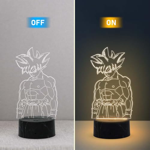 GIFTMEBAZAR 3D Illusion Anime LED Desk Table Lamp with Warm White Light & USB Powered | Anime Lover Gift | Birthday Gift for Anime Fans | Anime Home Decor Light (DragonBallZ369 (Goku)) - Image 2
