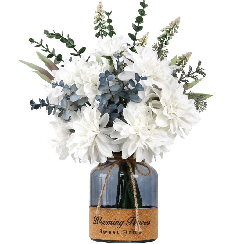 Leftover Fake Flowers in Vase,Artificial Flowers in Vase,Table Centerpieces for Dining Room,Flower Centerpieces for Tables,Faux Flowers in Vase,Kitchen Table Decor,Coffee Table Decor… - Image 1