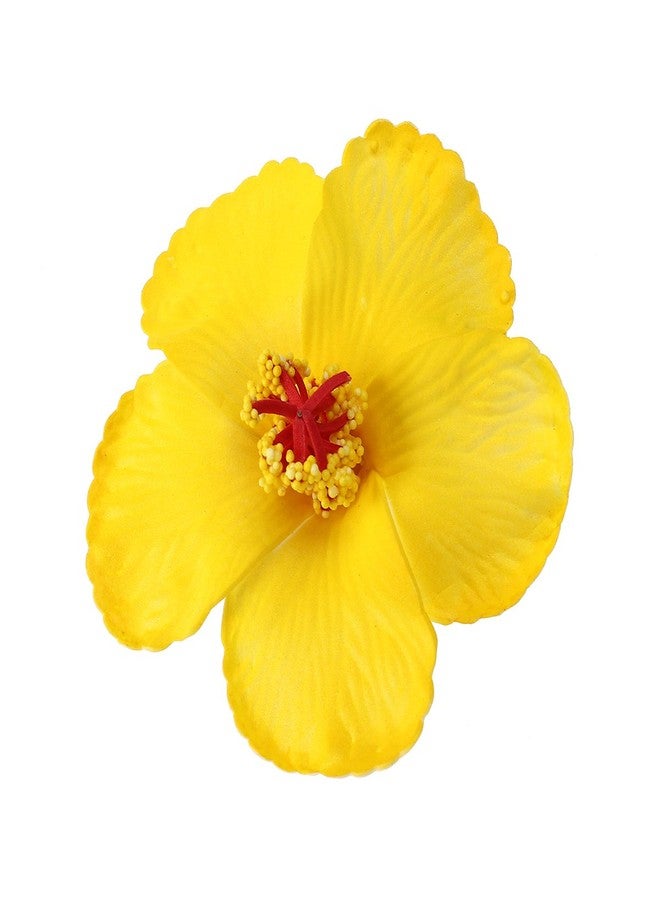 FRECI 3pcs Hawaiian Hibiscus Flowers Artificial Flowers for Hawaiian Luau Tabletop Decoration Party Favors Supplies - Yellow - Image 2