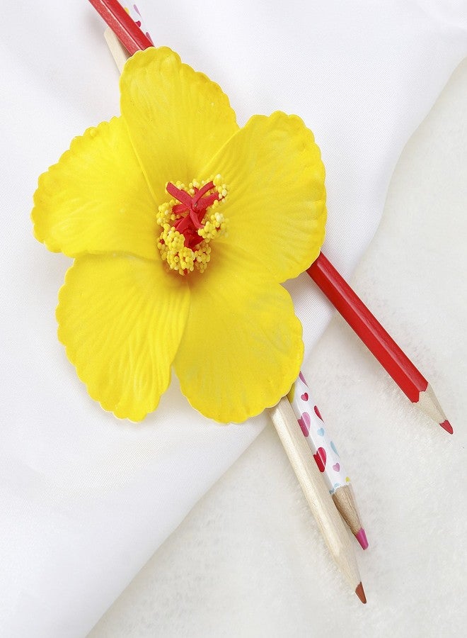 FRECI 3pcs Hawaiian Hibiscus Flowers Artificial Flowers for Hawaiian Luau Tabletop Decoration Party Favors Supplies - Yellow - Image 4