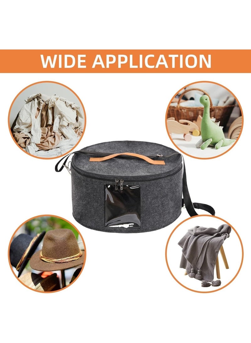 general THE WHITE SHOP THat Storage Box Round Hat Boxes for Women Storage, Men Hat Boxes Foldable Stuffed Animal Toy Storage Bin with Lid (Gray) (Color : Gray) - Image 5