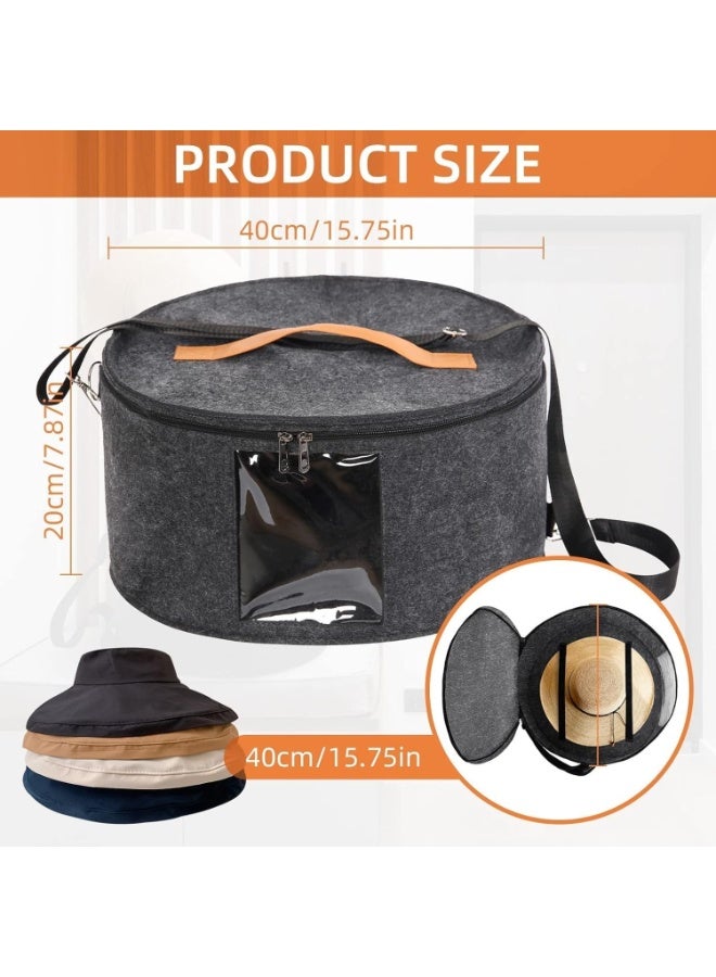 general THE WHITE SHOP THat Storage Box Round Hat Boxes for Women Storage, Men Hat Boxes Foldable Stuffed Animal Toy Storage Bin with Lid (Gray) (Color : Gray) - Image 2