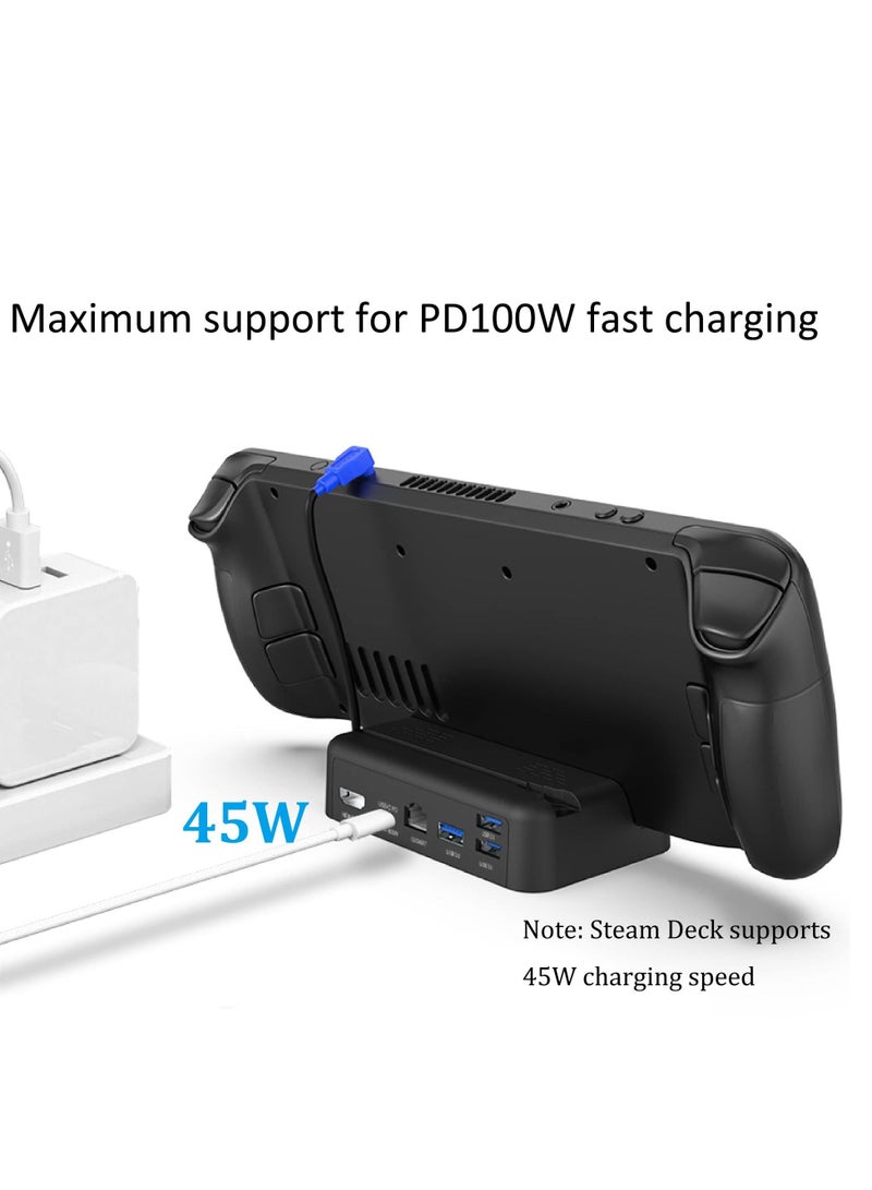 5 in 1 Docking Station with Heat Dissipation Hole Dock with HDMI 2.0 4K@60Hz Ethernet RJ45 USB-A 3.0*3 and Full Speed Charging USB-C Port Compatible with Valve Steam Deck  - Image 5